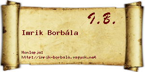 Imrik Borbála névjegykártya
